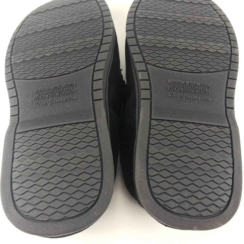 Dearfoams Slippers Men's Size 9-10 W Medium Wide Brown Memory Foam Moccasins EUC